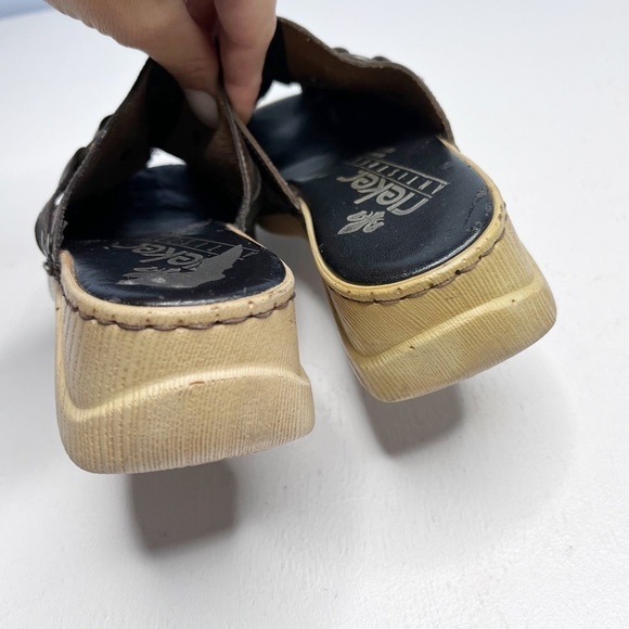 Rieker Brown Leather Studded peep toe Mules Sz 7 - Picture 5 of 6